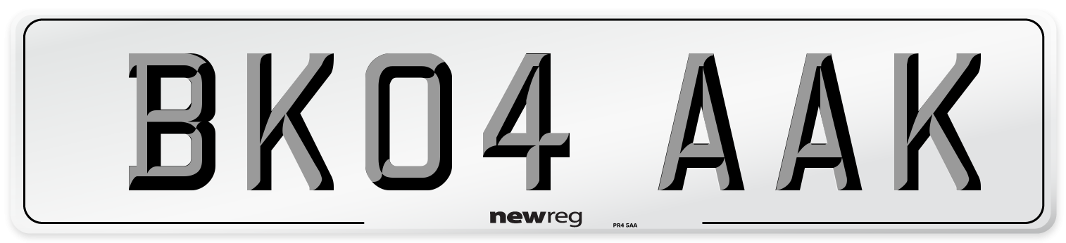 BK04 AAK Number Plate from New Reg